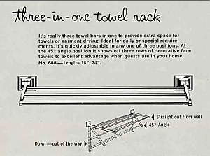 Antique Hall Mack 24" "Three-in-One Towel Rack" - Display Shelf - Circa 1962
