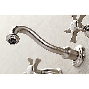 Kingston Brass KS3128NX Hamilton Two-Handle Wall Mount Bathroom Faucet, Brushed Nickel