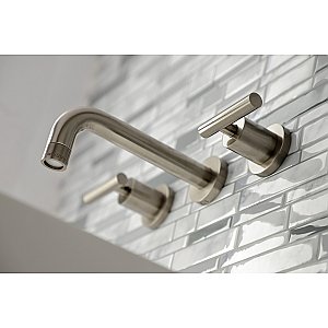 Kingston Brass KS8128CML Manhattan 2-Handle 8 in. Wall Mount Bathroom Faucet, Brushed Nickel