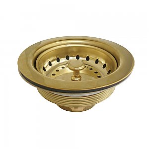Kingston Brass K111BPB Tacoma Stainless Steel Kitchen Sink Basket Strainer, Polished Brass