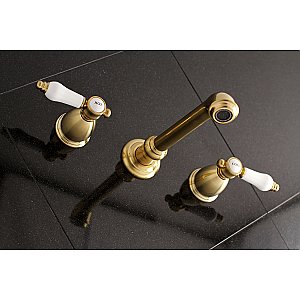 Kingston Brass KS7127BPL 8-Inch Center Wall Mount Bathroom Faucet, Brushed Brass