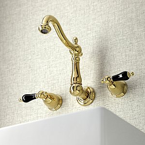 Kingston Brass KS1252PKL Duchess Two-Handle Wall Mount Bathroom Faucet, Polished Brass