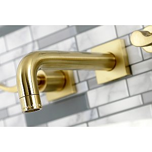 Kingston Brass KS6127DFL NuWave Two-Handle Wall Mount Bathroom Faucet, Brushed Brass