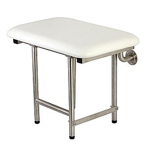 Kingston Brass KBSS2216P 22"x 16" Wall Mount Fold Down Shower Seat with Floor Support - Brushed Stainless Steel