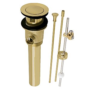 Kingston Brass KBT2120 Brass Pop-Up Bathroom Sink Drain with Overflow and Extra Long Pop-Up rod, 22 Gauge, Brushed Brass