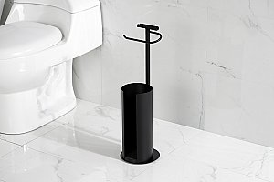 Kingston Brass CC2030 Continental Freestanding Toilet Paper Holder with Roll Storage and Phone Stand - Matte Black