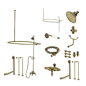Kingston Brass CCK3143AL Vintage Down Spout Clawfoot Tub Faucet Package, Antique Brass