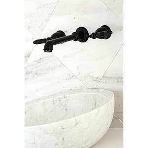 Kingston Brass KS7120GL 8" Center Wall Mount Bathroom Faucet, Matte Black