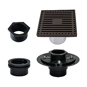 Kingston Brass BSFK4464ORB Watercourse 4" Square Brass Shower Drain, Oil Rubbed Bronze