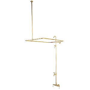 Kingston Brass CC65T2 Vintage Tub Wall Mount Tub Faucet with Shower Enclosure, Polished Brass