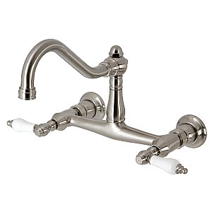 Kingston Brass KS3248PL Vintage Wall Mount Bathroom Faucet, Brushed Nickel