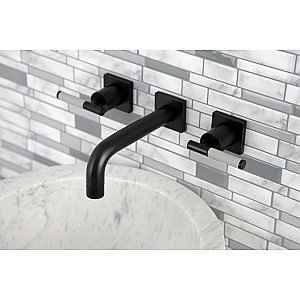 Kingston Brass KS6120CKL Kaiser Two-Handle Wall Mount Bathroom Faucet, Matte Black