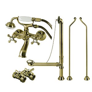 Kingston Brass CCK265ABD Vintage Wall Mount Clawfoot Faucet Package, Antique Brass