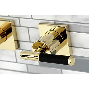 Kingston Brass KS6122CKL Ksiser Two-Handle Wall Mount Bathroom Faucet, Polished Brass