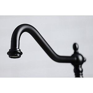 Kingston Brass KB1790AXBS 8-Inch Widespread Kitchen Faucet with Brass Sprayer - Matte Black