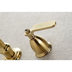 Kingston Brass KS3127KL Whitaker Two-Handle Wall Mount Bathroom Faucet, Brushed Brass
