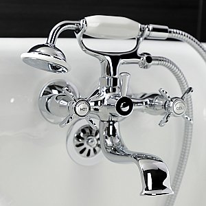 Kingston Brass KS245C Essex Wall Mount Clawfoot Tub Faucet with Hand Shower, Polished Chrome