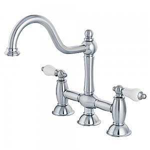 Kingston Brass KS3781PL Restoration Bridge Kitchen Faucet, Polished Chrome
