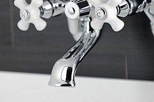 Kingston Brass KS266PXC Kingston Wall Mount Clawfoot Tub Faucet with Hand Shower, Polished Chrome