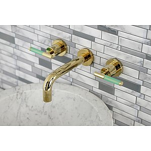 Kingston Brass KS8122CKL Kaiser Two-Handle Wall Mount Bathroom Faucet, Polished Brass