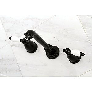 Kingston Brass KS7120PL 8" Center Wall Mount Bathroom Faucet, Matte Black