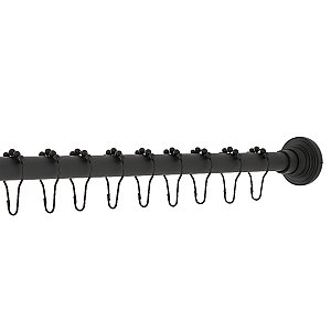 Kingston Brass SRK600 Edenscape 60"-72" Stainless Steel Adjustable Tension Shower Curtain Rod with Rings - Matte Black