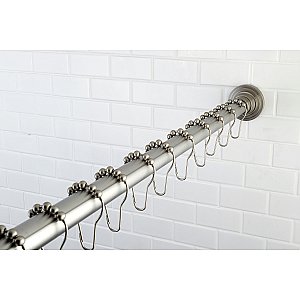 Kingston Brass SRK608 Edenscape 60"-72" Stainless Steel Adjustable Tension Shower Curtain Rod with Rings - Brushed Nickel
