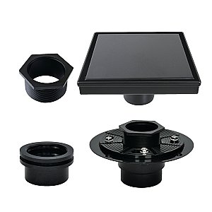Kingston Brass BSFK6620 Watercourse 6" Square Shower Drain with Flange, Matte Black