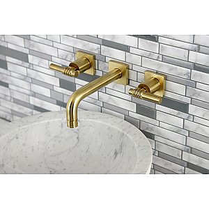 Kingston Brass KS6127ML Milano Two-Handle Wall Mount Bathroom Faucet, Brushed Brass
