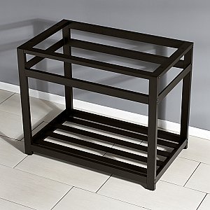 Kingston Brass KVSP3722A5 Fauceture 37" Stainless Steel Sink with Steel Console Sink Base, Brushed/Oil Rubbed Bronze