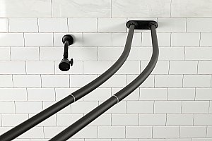Kingston Brass CCD2170 Edenscape 60"-72" Stainless Steel Adjustable Double Curved Shower Curtain Rod - Matte Black
