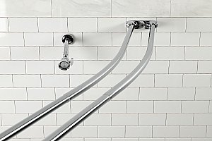 Kingston Brass CCD2171 Edenscape 60"-72" Stainless Steel Adjustable Double Curved Shower Curtain Rod - Polished Chrome