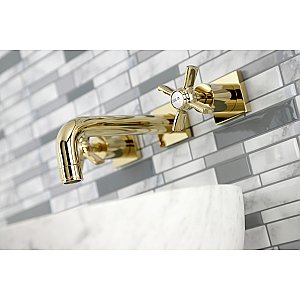 Kingston Brass KS6122ZX Millennium Two-Handle Wall Mount Bathroom Faucet, Polished Brass