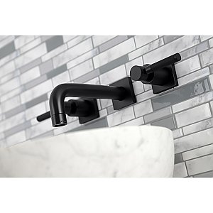 Kingston Brass KS6120DKL Kaiser Two-Handle Wall Mount Bathroom Faucet, Matte Black