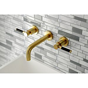 Kingston Brass KS8127DKL Kaiser 2-Handle Wall Mount Bathroom Faucet, Brushed Brass