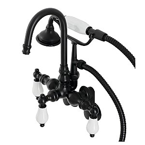 Kingston Brass AE305T0 Aqua Vintage Wall Mount Clawfoot Tub Faucets, Matte Black