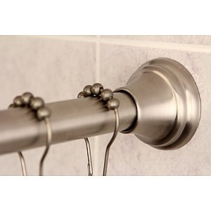 Kingston Brass KSR118 Edenscape 60"-72" Stainless Steel Adjustable Tension Shower Curtain Rod with Rings - Brushed Nickel