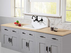 Kingston Brass GKTA2420198 Arcticstone 24-Inch Solid Surface Top-Mount Kitchen Sink with Backsplash, Matte White