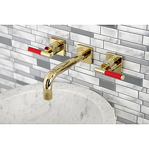 Kingston Brass KS6122CKL Ksiser Two-Handle Wall Mount Bathroom Faucet, Polished Brass