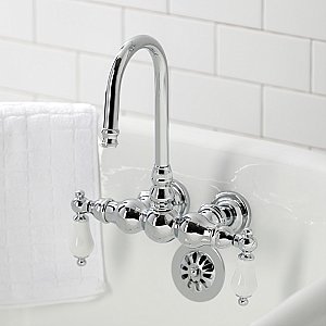 Kingston Brass CA6T1 Vintage 3-3/8" Tub Wall Mount Clawfoot Tub Faucet, Polished Chrome