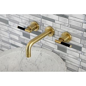 Kingston Brass KS8127CKL Kaiser Two-Handle Wall Mount Bathroom Faucet, Brushed Brass