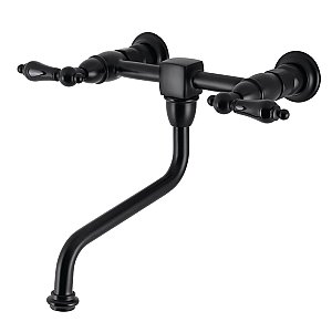 Kingston Brass KS1210PKL Duchess Wall Mount Bathroom Faucet, Matte Black