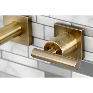 Kingston Brass KS6123CML Manhattan Two-Handle Wall Mount Bathroom Faucet, Antique Brass