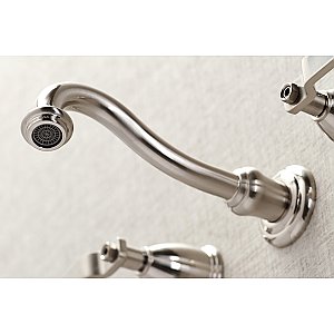 Kingston Brass KS3128KL Whitaker Two-Handle Wall Mount Bathroom Faucet, Brushed Nickel