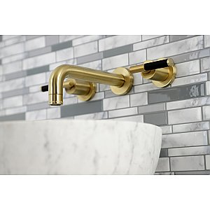 Kingston Brass KS8127CKL Kaiser Two-Handle Wall Mount Bathroom Faucet, Brushed Brass