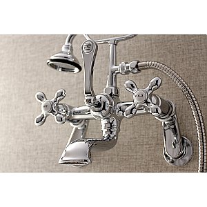 Kingston Brass AE58T1 Aqua Vintage Wall Mount Tub Faucet with Hand Shower, Polished Chrome