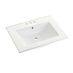 Fauceture LBT24187W34 Ultra Modern 24-Inch X 18-Inch Ceramic Vanity Top (4" Faucet Drillings), White