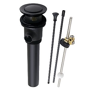 Kingston Brass KBT2120 Brass Pop-Up Bathroom Sink Drain with Overflow and Extra Long Pop-Up rod, 22 Gauge, Matte Black