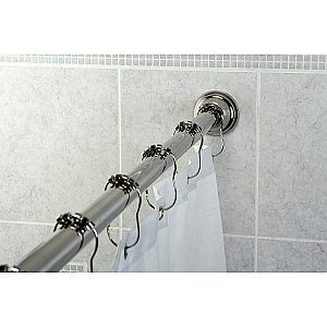 Kingston Brass SR111 Edenscape 60"-72" Stainless Steel Adjustable Tension Shower Curtain Rod with Decorative Flange - Polished Chrome