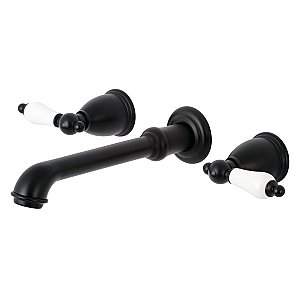 Kingston Brass KS7120PL 8" Center Wall Mount Bathroom Faucet, Matte Black